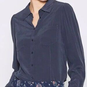 Joie Bladina Navy 100% Silk Blouse